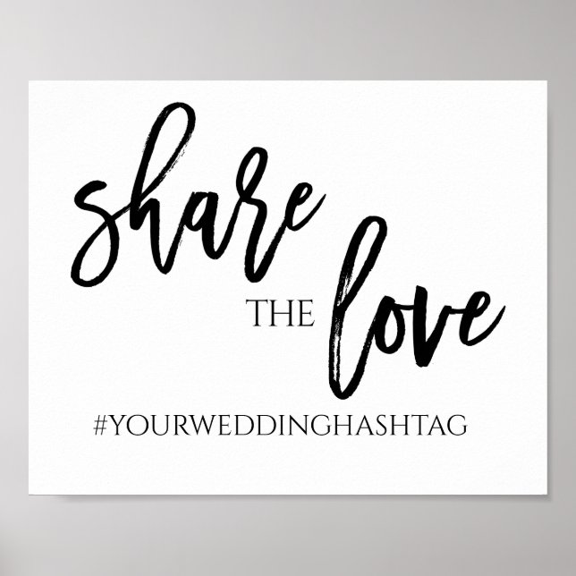 Share the Love Bröllops Hashtag Skylt | 8x10 | Sva (Framsidan)