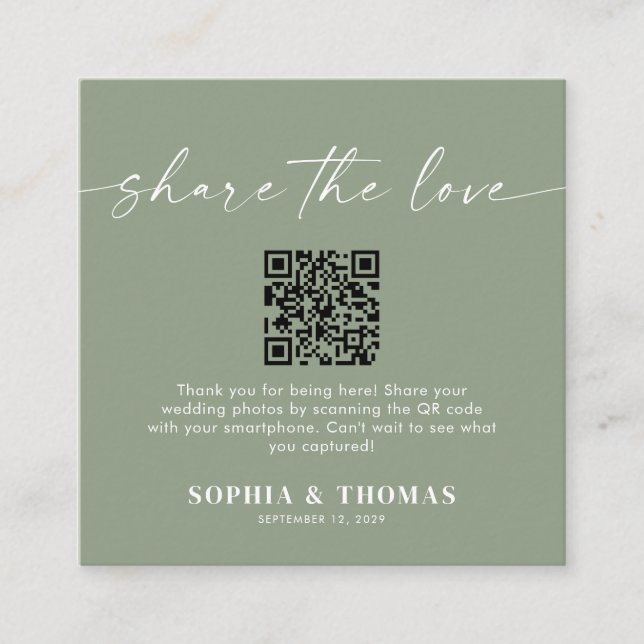 Share The Love QR Code Wedding Photo Sharing Tilläggskort (Framsida)