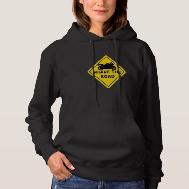 Share The Road Sign  Motorbike Biker 2 wheeler mot T Shirt (Framsida)