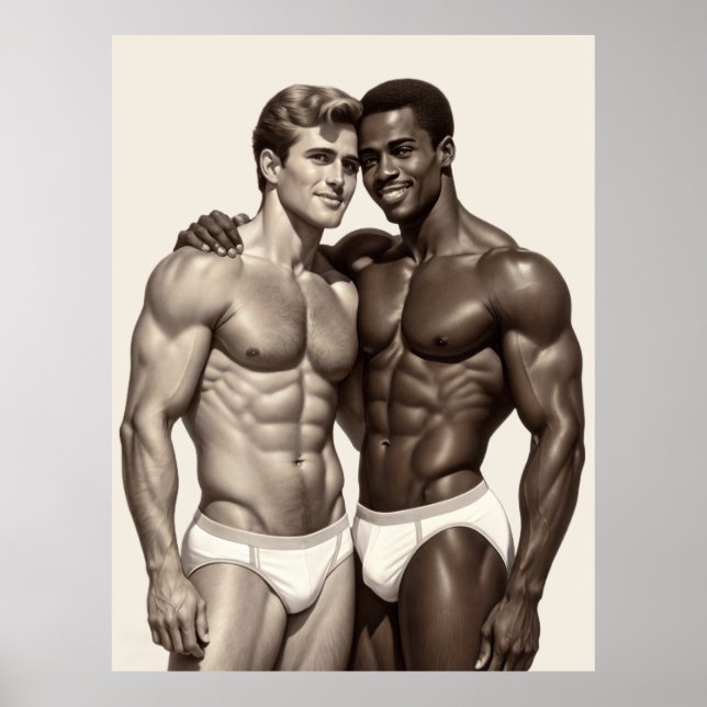 Shared Radiance: A Golden Age Duo Embracing Poster (Framsidan)