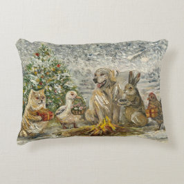 Shared Warmth Whimsical Farmhouse Animals Campfire Prydnadskudde