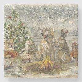 Shared Warmth Whimsical Farmhouse Animals Campfire Stenunderlägg