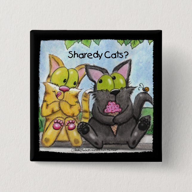 Sharedy Cats - Fånig och Tig Knapp (Framsida)