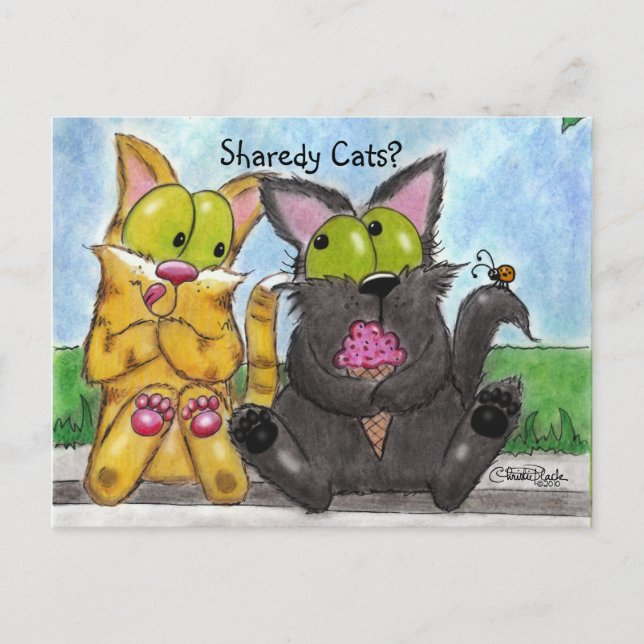 Sharedy Cats - Fånig och Tig Vykort (Framsida)