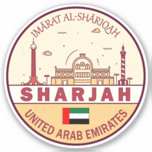 Sharjah Förenade Arabemiraten City Skyline Emblem Klistermärken