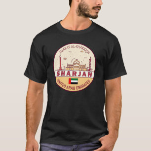 Sharjah Förenade Arabemiraten City Skyline Emblem T Shirt