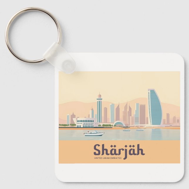 Sharjah UAE Pastel Travel Nyckelring (Framsida)