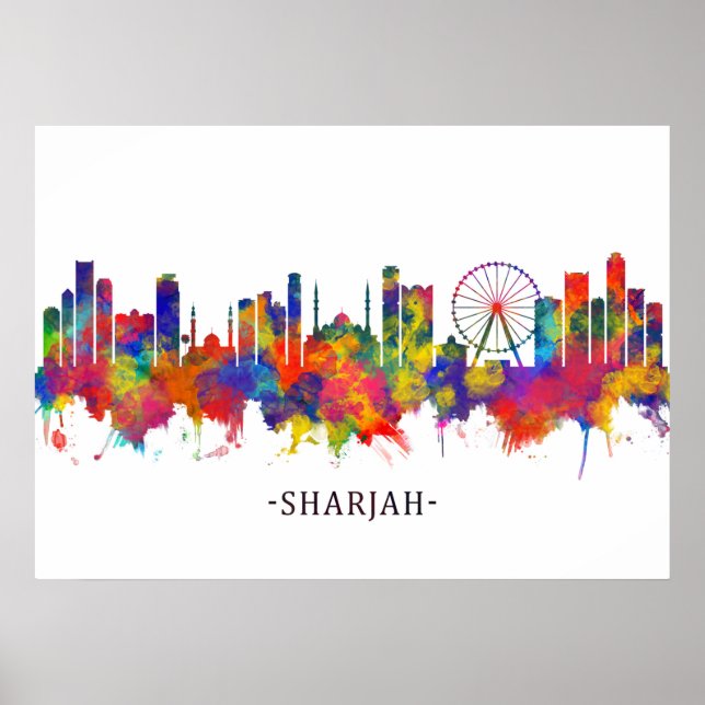 Sharjah UAE Skyline Poster (Framsidan)