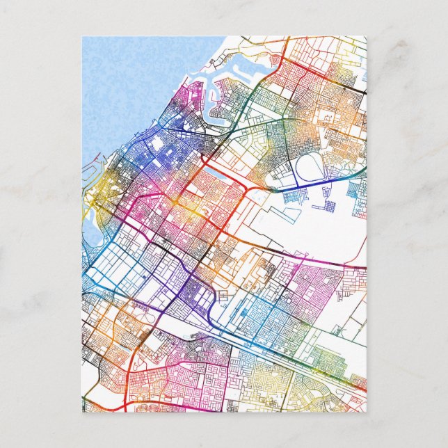 Sharjah United Arab Emirates City Map Vykort (Framsida)