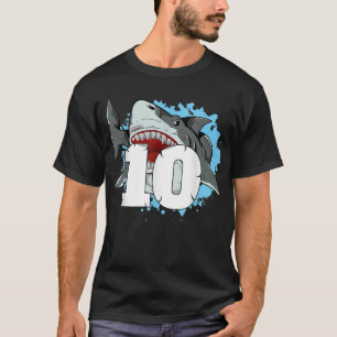 Shark 10:e födelsedagspojken 10 Tio-Temaparty för T Shirt