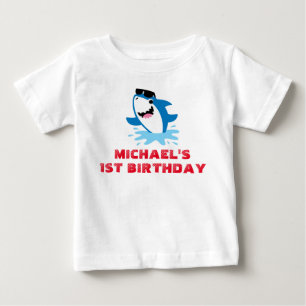 Shark 1:a födelsedagskalan Tshirt Småbarn Baby K T Shirt