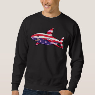 Shark 4:e juli Boys Småbarn Kids American Flagga Lång Ärmad Tröja