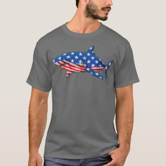 Shark 4:e juli Lilla amerikan Patriotic USAT-Sh T Shirt