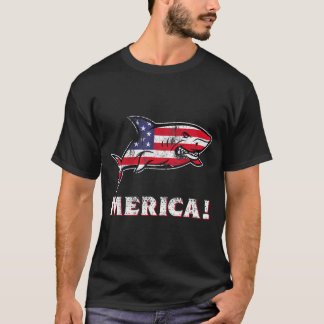 Shark 4 juli självständighetsdag amerikansk flagga t shirt