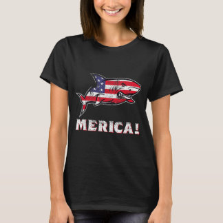 Shark 4 juli självständighetsdag amerikansk flagga t shirt