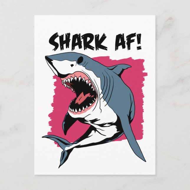 Shark AF! | Grafikdesign för Shark Älskare | Hajar Vykort (Framsida)