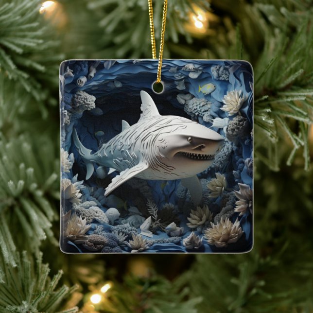 Shark Älskare Gift jul Julgransprydnad Keramik (Träd)
