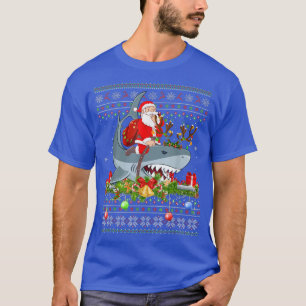 Shark Älskare Ugly Santa Riding Shark jul T Shirt