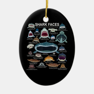 Shark Ansikte som du vill träffa på Ansikte Julgransprydnad Keramik