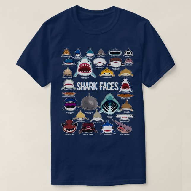 Shark Ansikte-typ av haj-löksgåva T Shirt (Design framsida)