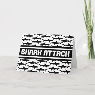 Shark Attack Black and White Sharks Mönster Kort