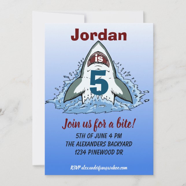 Shark Attack | Blockering av hajuppjur på födelsed Inbjudningar (Framsida)