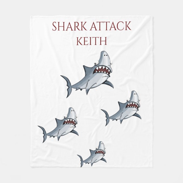"SHARK ATTACK" fleece filet & personlig namn. (Framsidan)