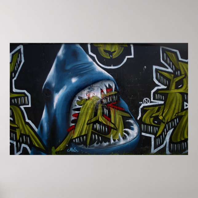 Shark attack graffiti poster (Framsidan)