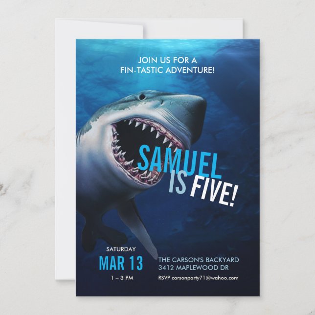 Shark Attack | Havets inbjudande bojar födelsedag Inbjudningar (Framsida)