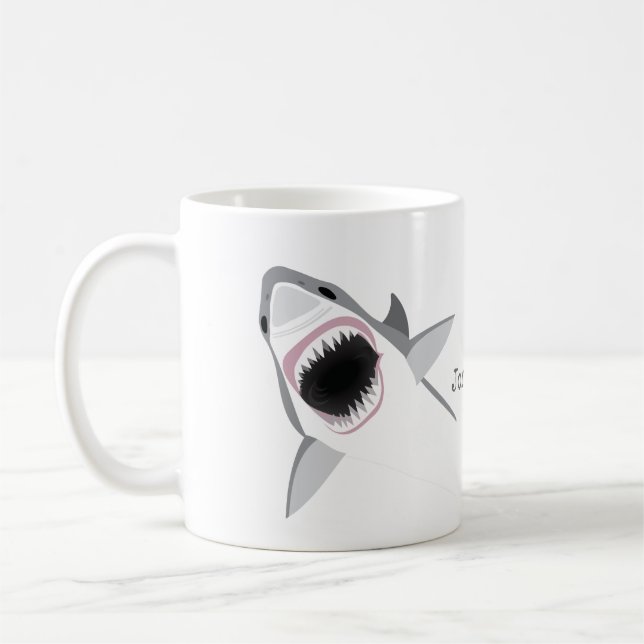 Shark Attack med ditt namn Kaffemugg (Vänster)