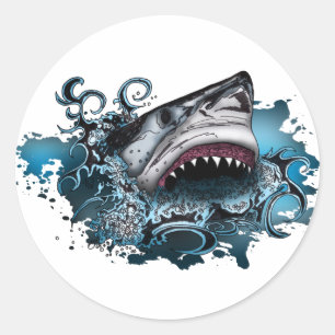 Shark Attack Runt Klistermärke