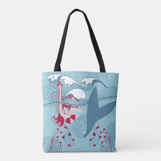 "Shark Attack" Tote Tygkasse (Baksida)