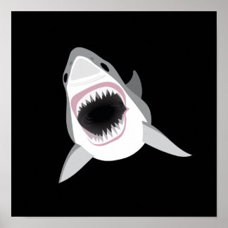 Shark Attack - Underbar vit haj visar dess Bita Poster