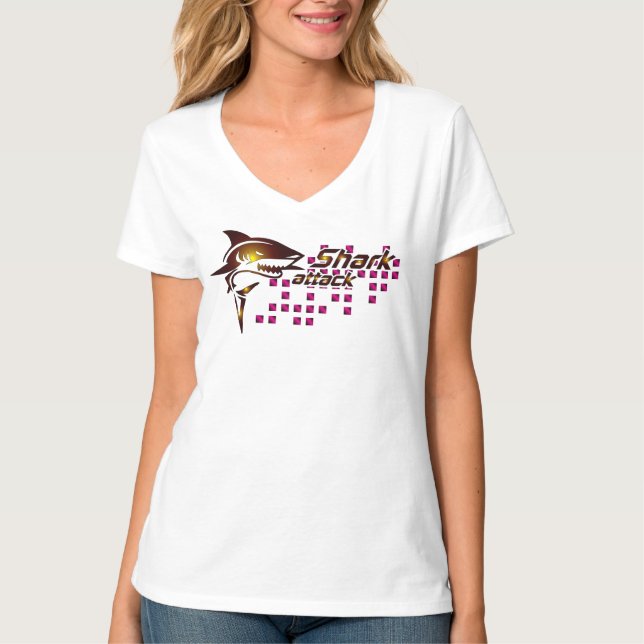 Shark Attack V-Shirt T Shirt (Framsida)