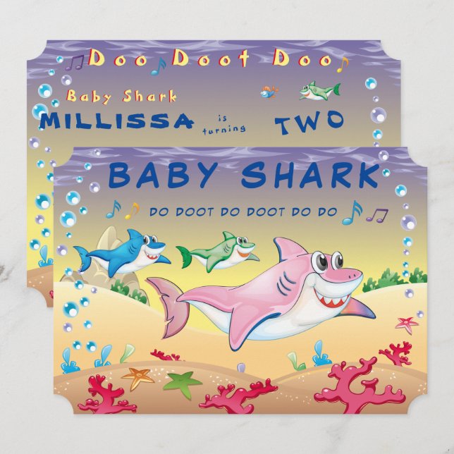 Shark 🦈 Baby Coola Fab Fantastisk Birthday Ocean  Inbjudningar (Fram/baksida)