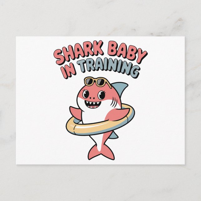 Shark Baby in Training | Kids Helg Vykort (Framsida)