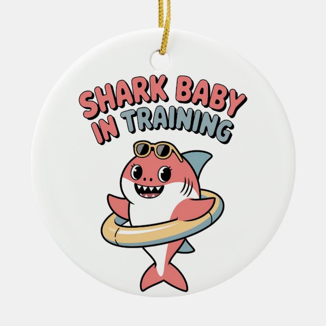 Shark Baby in Training | Kids Julgransprydnad Keramik (Framsidan)