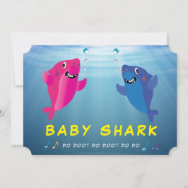 Shark Baby Rosa 🦈 Blue Födelsedagsfest Inbjudningar
