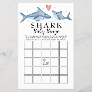 Shark Baby Shower Baby Bingo Card Flygblad