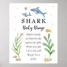 Shark Baby Shower Baby Bingo-tecken Poster