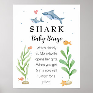 Shark Baby Shower Baby Bingo-tecken Poster