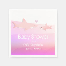 Shark Baby Shower Cute Rosa Ocean Animal Pappersservett