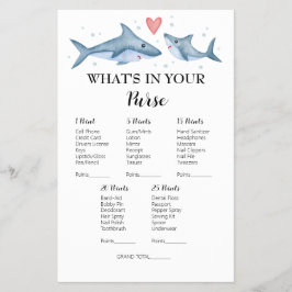 Shark Baby Shower What's in your Purse Game Flygblad
