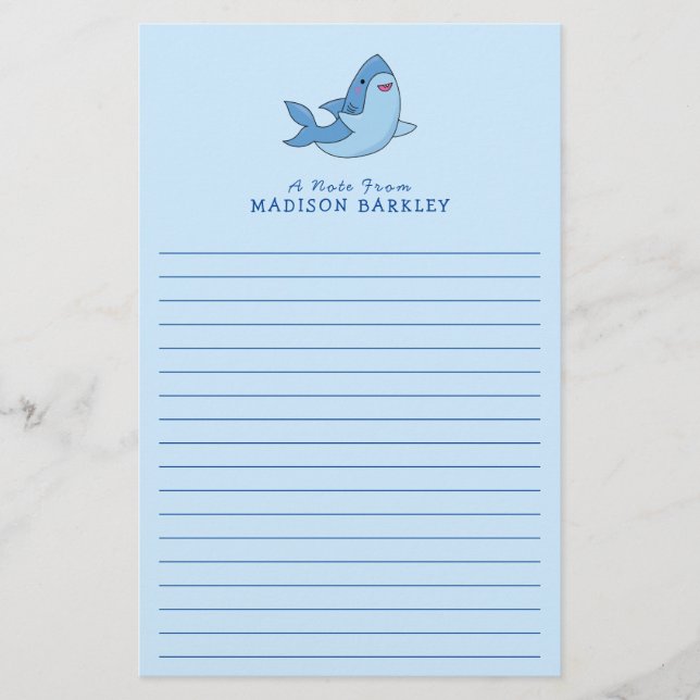 Shark Barn Cute Kawaii Stationery Brevpapper (Framsida)