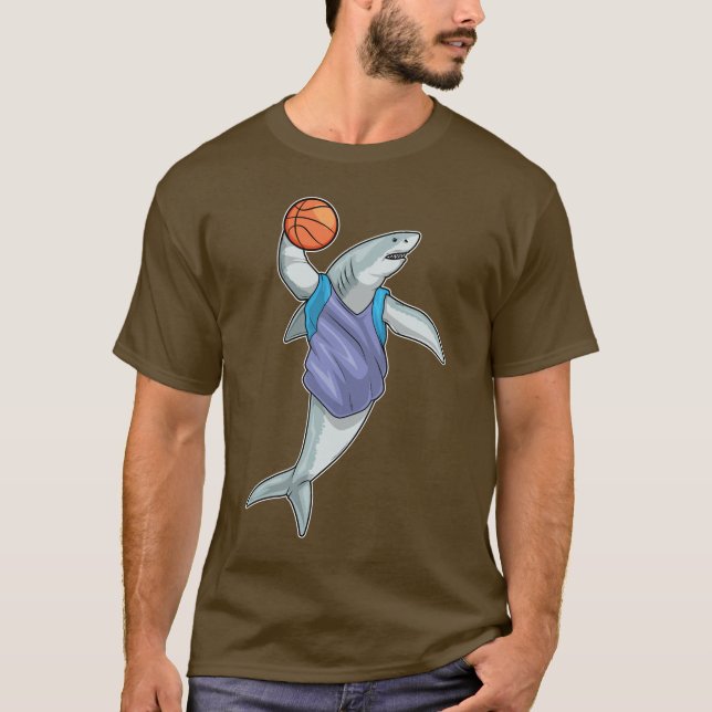 Shark Basketball-spelare Basketball T Shirt (Framsida)