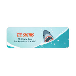 Shark Bassäng party Adressetiketter Ocean Splish B Returadress Etikett
