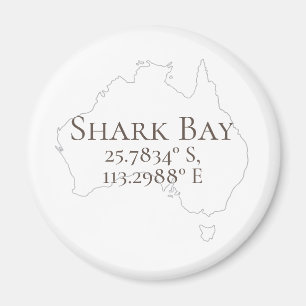 Shark Bay Australien Latitude & Longitud Magnet