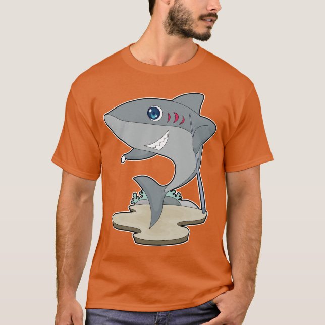 Shark Billiard Queue T Shirt (Framsida)