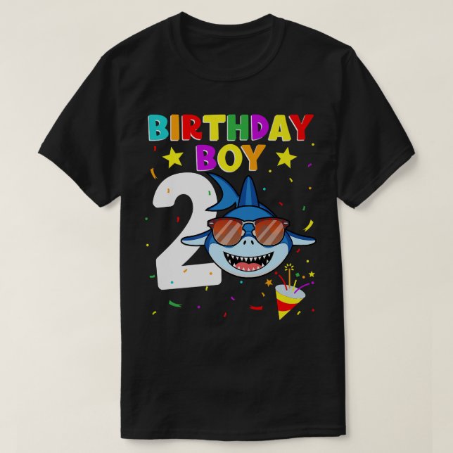 Shark Birthday 2 Years 2nd Birthday Boy Matchi T Shirt (Design framsida)