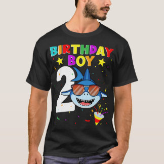 Shark Birthday 2 Years 2nd Birthday Boy Matchi T Shirt